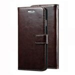 Oppo A12s Vintage Series Leather Wallet Flip Case Kick Stand with Magnetic Closure Flip Cover for Oppo A12s (Coffee Brown)