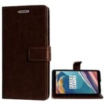 Oppo A12s Vintage Series Leather Wallet Flip Case Kick Stand with Magnetic Closure Flip Cover for Oppo A12s (Coffee Brown)