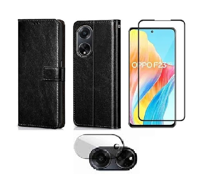 3 in 1 Combo Pack for Oppo F23 5G – Flip Black (Back Cover + Camera Lens Protector + Tempered Glass) 3 in 1 Combo Pack for Oppo F23 5G – Flip Black (Back Cover + Camera Lens Protector + Tempered Glass)