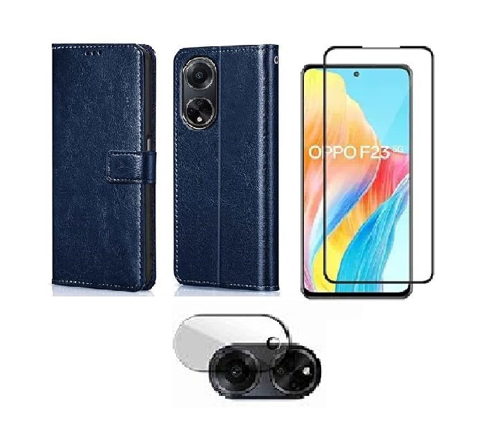 3 in 1 Combo Pack for Oppo F23 5G – Flip Blue (Back Cover + Camera Lens Protector + Tempered Glass) 3 in 1 Combo Pack for Oppo F23 5G – Flip Blue (Back Cover + Camera Lens Protector + Tempered Glass)