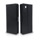 Flip Cover Leather Finish | Inside TPU with Card Pockets | Wallet Stand and Shock Proof | Complete Protection Flip Case for Oppo F15(Black)