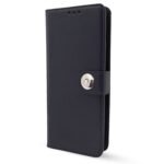 Redmi Note 12 Pro 5G Flip Cover Leather Finish | Inside TPU with Card Pockets | Wallet Stand and Shock Proof | Complete Protection Flip Case (Button Black)