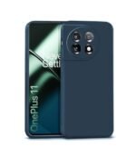 Combo pack for OnePlus 11 5G back case cover | Silicone Blue case cover Camera Lens Protector & Tempered Screen Glass.