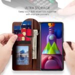 Vivo Y28 5G Flip Cover | Premium Leather Finish Flip Cover | with Card Pockets | Wallet Stand |Complete Protection Flip Cover for Vivo Y28 5G - Brown