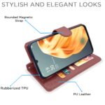 Flip Cover Leather Finish | Inside TPU with Card Pockets | Wallet Stand and Shock Proof | Complete Protection Flip Case for Oppo F15(Brown)