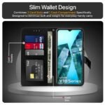 Shock Proof Flip Cover Back Case Cover for iQOO Z9 Lite 5G | Vivo T3 Lite 5G | Vivo Y18 | Y18e | Y03 (Flexible | Leather Finish | Card Pockets Wallet & Stand | Black)