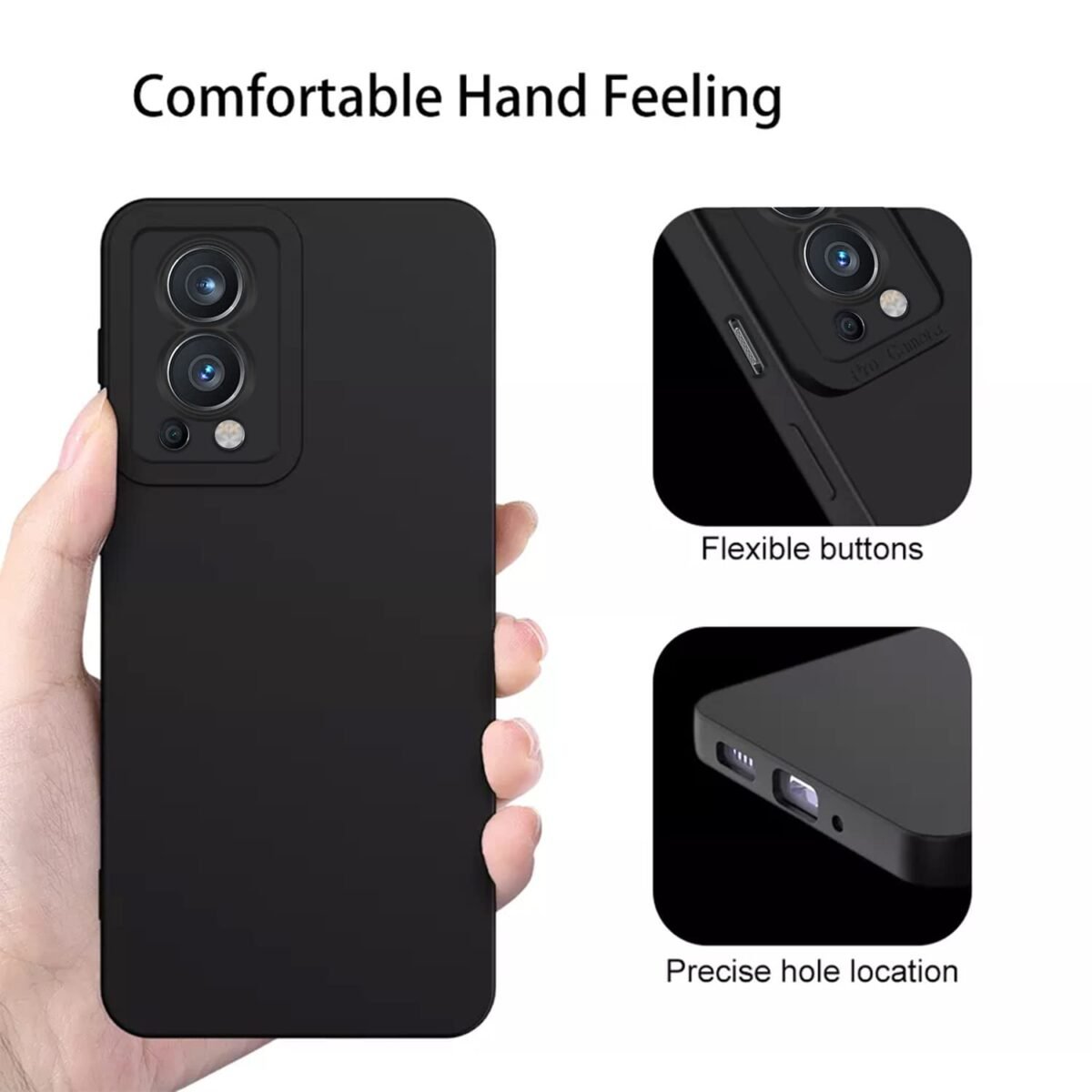 Oneplus Nord 2 5G Back Cover Soft Matte Liquid Silicone TPU | Camera Protection | Shockproof Slim Back Case for Oneplus Nord 2 5G (Black)