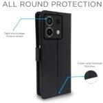 Redmi Note 13 5G Flip Cover Leather Finish | Inside TPU with Card Pockets | Wallet Stand and Shock Proof | Complete Protection Flip Case (Black)