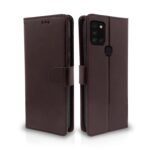 Samsung Galaxy A21s Flip Case Leather Finish | Inside TPU with Card Pockets | Wallet Stand and Shock Proof | Magnetic Closing | Complete Protection Flip Cover for Samsung Galaxy A21s (Coffee)