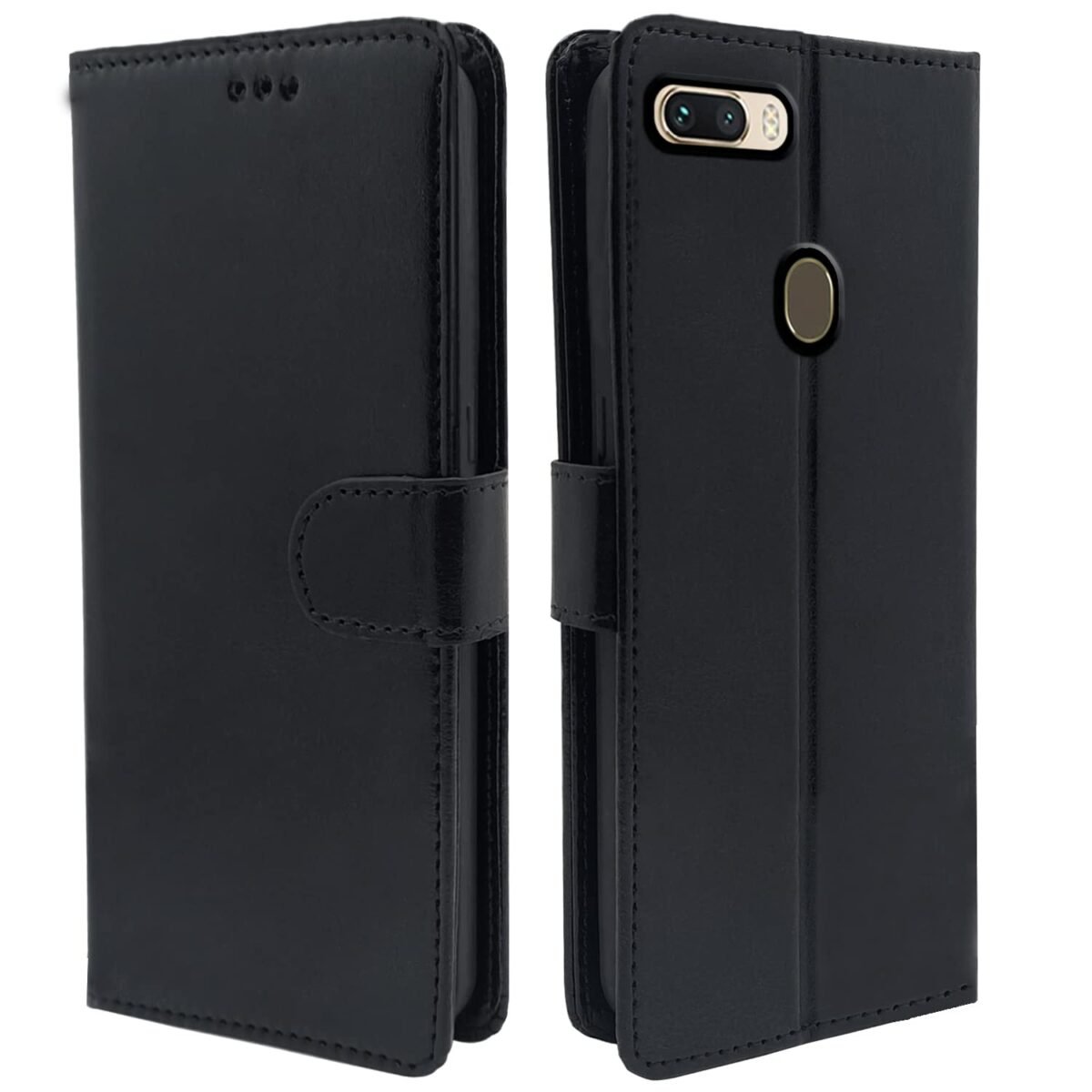 Oppo Realme 2/2 Pro/Realme U1 Flip Cover Magnetic Leather Wallet Case Shockproof TPU for Realme 2/2 Pro/Realme U1 (Black)