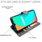 Realme C11 Flip Case Leather Finish | Inside TPU with Card Pockets | Wallet Stand and Shock Proof | Magnetic Closing | Complete Protection Flip Cover for Realme C11 (Black)