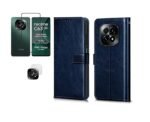 3 in 1 Combo Pack for Realme C63 5G – Flip Blue (Back Cover + Camera Lens Protector + Tempered Glass)