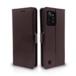 Realme C31 Flip Cover Leather Finish | Inside TPU with Card Pockets | Wallet Stand and Shock Proof | Complete Protection Flip Case (Coffee)