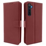 Realme 6 Pro Flip Case Leather Finish | Inside TPU with Card Pockets | Wallet Stand and Shock Proof | Magnetic Closing | Complete Protection Flip Cover for Realme 6 Pro (Brown)