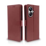 Realme 10 Pro Plus 5G Flip Cover Leather Finish | Inside TPU with Card Pockets | Wallet Stand and Shock Proof | Complete Protection Flip Case (Brown)