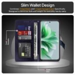 Shock Proof Flip Cover Back Case Cover for Oppo Reno 11 5G (Flexible | Leather Finish | Card Pockets Wallet & Stand | Blue)