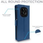 Flip Cover Leather Finish | Inside TPU with Card Pockets | Wallet Stand and Shock Proof | Complete Protection Flip Case for Realme C63 5G (Blue)