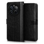 Shock Proof Flip Cover Back Case Cover for Realme 12 Pro 5G | Realme 12 Pro Plus 5G | P1 Pro 5G (Flexible | Leather Finish | Card Pockets Wallet & Stand | Black)