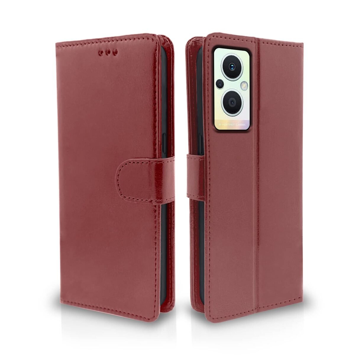 Oppo F21 Pro 5G / F21s Pro 5G Flip Case Leather Finish | Inside TPU with Card Pockets | Wallet Stand and Shock Proof | Magnetic Closing | Complete Protection Flip Cover (Brown)