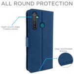 Realme 5 Pro Flip Case Leather Finish | Inside TPU with Card Pockets | Wallet Stand and Shock Proof | Magnetic Closing | Complete Protection Flip Cover for Realme 5 Pro (Blue)