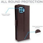 Oppo F17 Pro Flip Case Leather Finish | Inside TPU with Card Pockets | Wallet Stand and Shock Proof | Magnetic Closing | Complete Protection Flip Cover for Oppo F17 Pro (Coffee)
