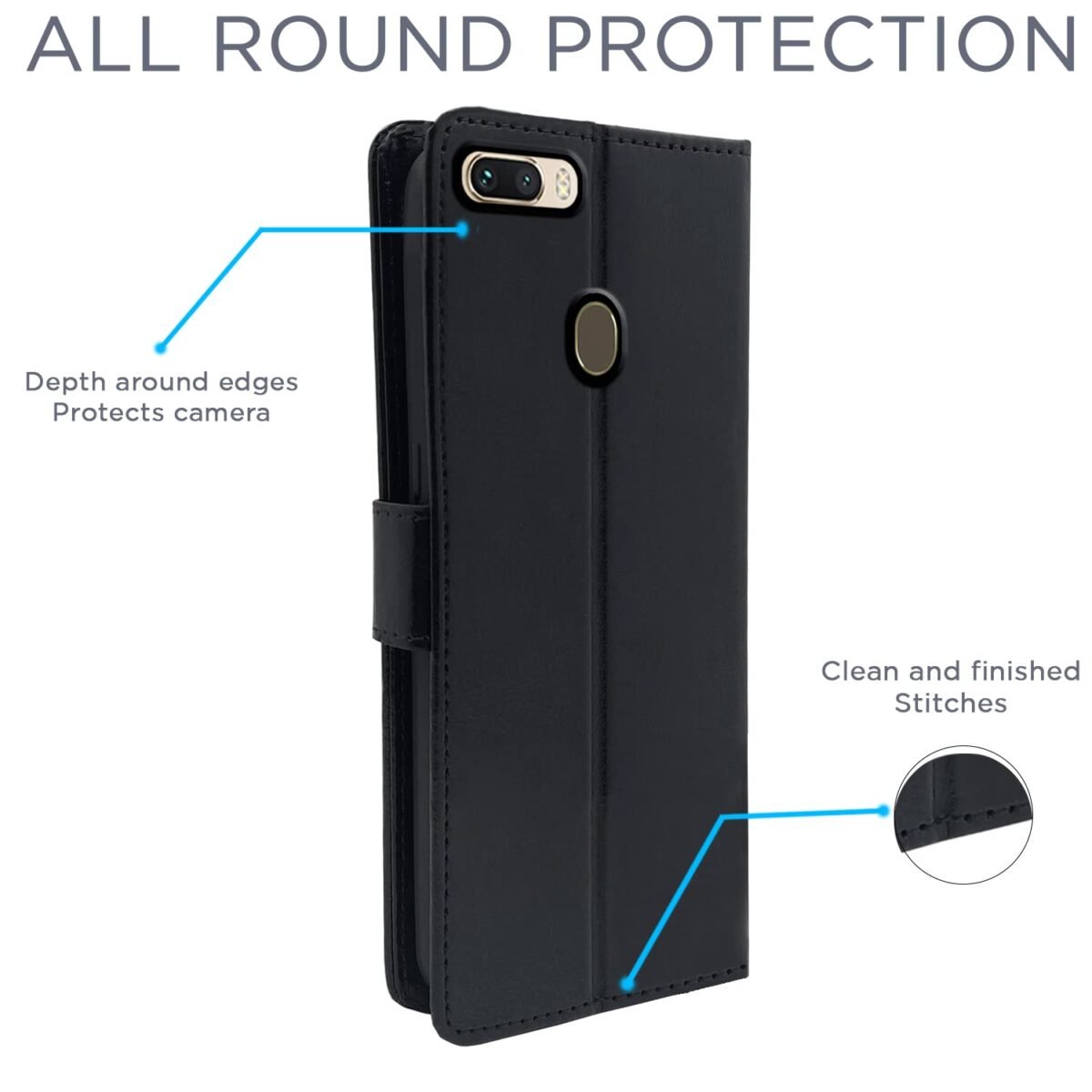 Oppo F9/F9 Pro/A5/A5S /A7/A11K /A12/ Realme 2/2 Pro/Realme U1 Flip Cover Magnetic Leather Wallet Case Shockproof TPU for Oppo F9/F9 Pro/A5/A5S /A7/A11K /A12/ Realme 2/2 Pro/Realme U1 (Black)