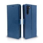 Flip Cover Leather Finish | Inside TPU with Card Pockets | Wallet Stand and Shock Proof | Complete Protection Flip Case for Oppo F15(Blue)