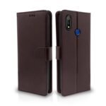 Realme 3 Pro Flip Cover Leather Finish | Inside TPU with Card Pockets | Wallet Stand and Shock Proof | Complete Protection Flip Case (Coffee)
