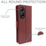 Oppo F23 5G Flip Cover Leather Finish | Inside TPU with Card Pockets | Wallet Stand and Shock Proof | Complete Protection Flip Case (Brown)