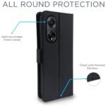 Oppo F23 5G Flip Cover Leather Finish | Inside TPU with Card Pockets | Wallet Stand and Shock Proof | Complete Protection Flip Case (Black)