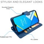 Realme C2 Flip Case Leather Finish | Inside TPU with Card Pockets | Wallet Stand and Shock Proof | Magnetic Closing | Complete Protection Flip Cover for Realme C2 (Blue)
