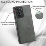 Flip Back Case for Oppo Reno 12 Pro 5G | Genuine Leather Finish | Designer Button | Inbuilt Pockets & Stand | Flip Cover Back Case for Oppo Reno 12 Pro 5G (Rhino Gray)
