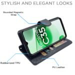Realme C35 Flip Cover | PU Leather Finish | 360 Protection | Wallet & Stand | Strong Magnetic Flip Case for Realme C35 (Black)