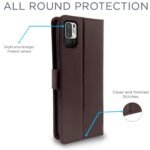 Mi Redmi Note 10T 5G / Poco M3 Pro 5G Flip Case Leather Finish | Inside TPU with Card Pockets | Wallet Stand and Shock Proof | Magnetic Closing | Complete Protection Flip Cover (Coffee)
