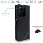 Vivo Y22 Flip Case Leather Finish | Inside TPU with Card Pockets | Wallet Stand and Shock Proof | Magnetic Closing | Complete Protection Flip Cover for Vivo Y22 (Black)