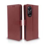 Oppo F23 5G Flip Cover Leather Finish | Inside TPU with Card Pockets | Wallet Stand and Shock Proof | Complete Protection Flip Case (Brown)