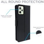 Realme C35 Flip Cover | PU Leather Finish | 360 Protection | Wallet & Stand | Strong Magnetic Flip Case for Realme C35 (Black)