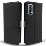 Realme 7 Pro Flip Case Leather Finish | Inside TPU with Card Pockets | Wallet Stand and Shock Proof | Magnetic Closing | Complete Protection Flip Cover for Realme 7 Pro (Black)