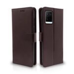 Vivo Y21 2021 / Y33s Flip Case Leather Finish | Inside TPU with Card Pockets | Wallet Stand and Shock Proof | Magnetic Closing | Complete Protection Flip Cover for Vivo Y21 2021 / Y33s (Coffee)