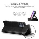 Shock Proof Flip Cover Back Case Cover for Vivo Y16 | Vivo Y56 | Vivo T2X (Flexible | Leather Finish | Card Pockets Wallet & Stand | Black)