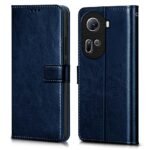 Shock Proof Flip Cover Back Case Cover for Oppo Reno 11 5G (Flexible | Leather Finish | Card Pockets Wallet & Stand | Blue)