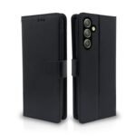 Samsung Galaxy A54 5G Flip Cover Leather Finish | Inside TPU with Card Pockets | Wallet Stand and Shock Proof | Complete Protection Flip Case (Black)