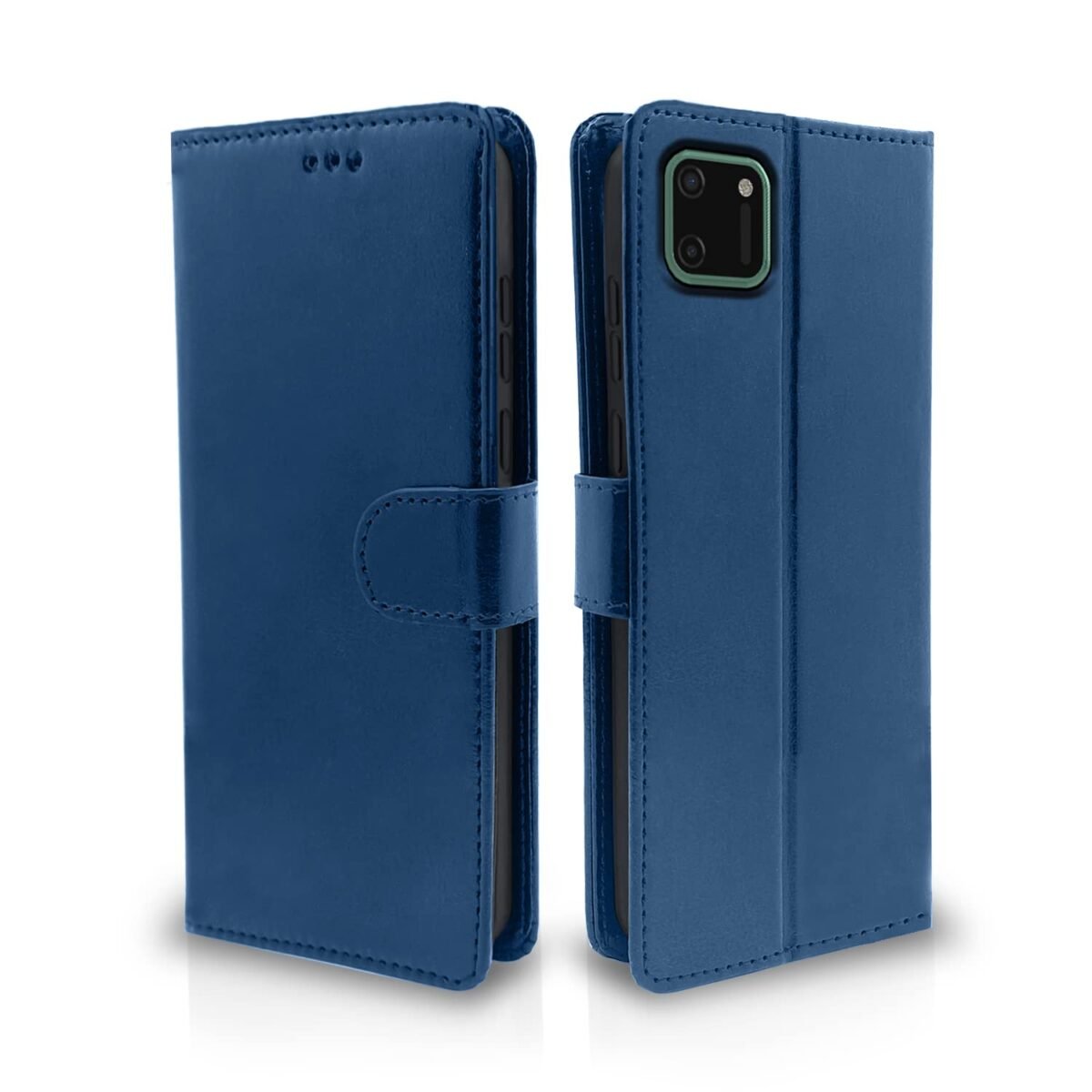 Realme C11 Flip Case Leather Finish | Inside TPU with Card Pockets | Wallet Stand and Shock Proof | Magnetic Closing | Complete Protection Flip Cover for Realme C11 (Blue)