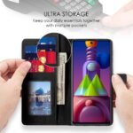 Shock Proof Flip Case Back Cover for Oppo F19 Pro Plus (Flexible | Leather Finish | Card Pockets Wallet & Stand | Black)