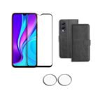 3 in 1 Combo Pack for Vivo Y28 5G – Flip Black (Back Cover + Camera Lens Protector + Tempered Glass)