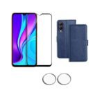 3 in 1 Combo Pack for Vivo Y28 5G – Flip Blue (Back Cover + Camera Lens Protector + Tempered Glass)