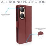 Vivo Y100 5G Flip Cover Leather Finish | Inside TPU with Card Pockets | Wallet Stand and Shock Proof | Complete Protection Flip Case (Brown)