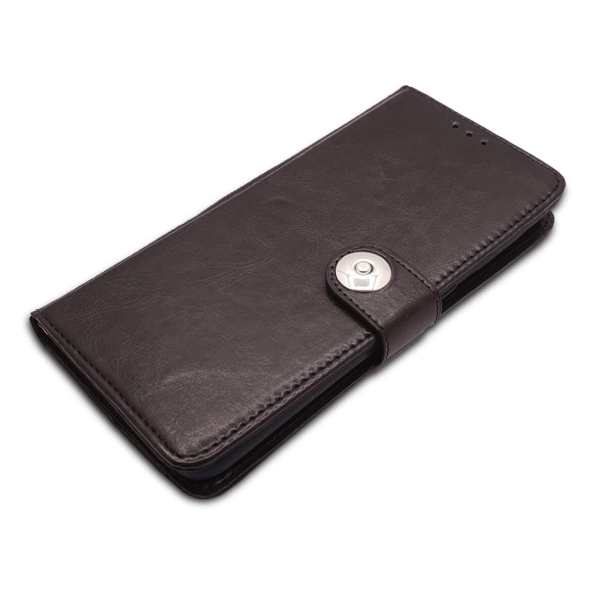 Oppo Reno 8T 5G Flip Cover Leather Finish | Inside TPU with Card Pockets | Wallet Stand and Shock Proof | Complete Protection Button Flip Case (Coffee)