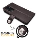 Oppo Reno 8T 5G Flip Cover Leather Finish | Inside TPU with Card Pockets | Wallet Stand and Shock Proof | Complete Protection Button Flip Case (Coffee)