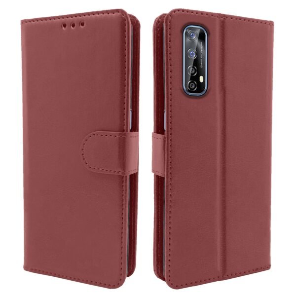 Realme 7 / Narzo 30 4G / Narzo 20 Pro Flip Case Leather Finish | Inside TPU with Card Pockets | Wallet Stand and Shock Proof | Magnetic Closing | Complete Protection Flip Cover For Realme 7 / Narzo 30 4G / Narzo 20 Pro (Brown)